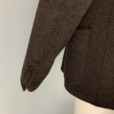 ERMENEGILDO ZEGNA Size 40 Brown Black Herringbone Wool Blend Sport Coat