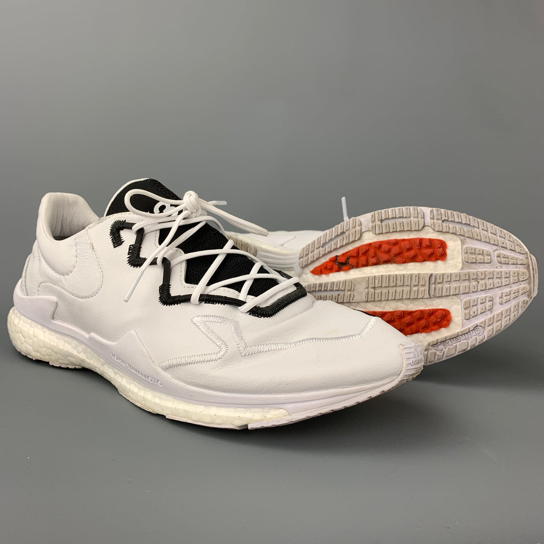 Y-3 by YOHJI YAMAMOTO Size 12 White Leather Lace Up Sneakers
