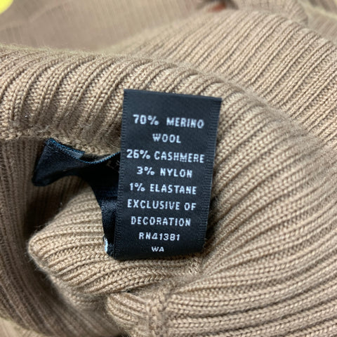 RALPH LAUREN Black Label Size S Tan Ribbed Knit Wool Blend Turtleneck Pullover