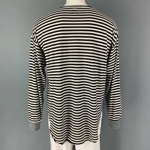 NSF Size XL Black White Stripe Cotton Polyester Long Sleeve T-shirt