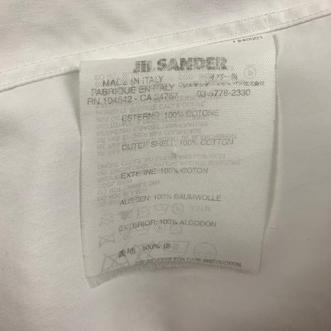 JIL SANDER Size L White Ruffled Cotton Button Up Long Sleeve Shirt