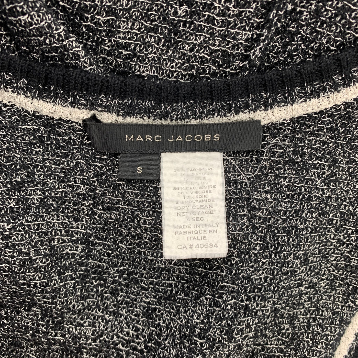 MARC JACOBS Size S Black & White Textured Knitted Cashmere Blend Casual Top