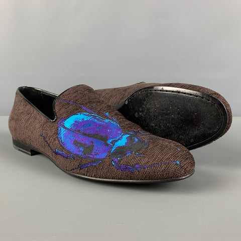 JIMMY CHOO Size 8 Brown Purple Woven Leather Slip On Loafers