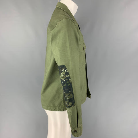 WALLACE & BARNES Size M Olive Mixed Fabrics Elbow Patches Jacket