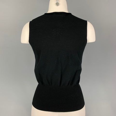 ARMANI COLLEZIONI Size 6 Black Viscose Polyester Sleeveless Casual Top