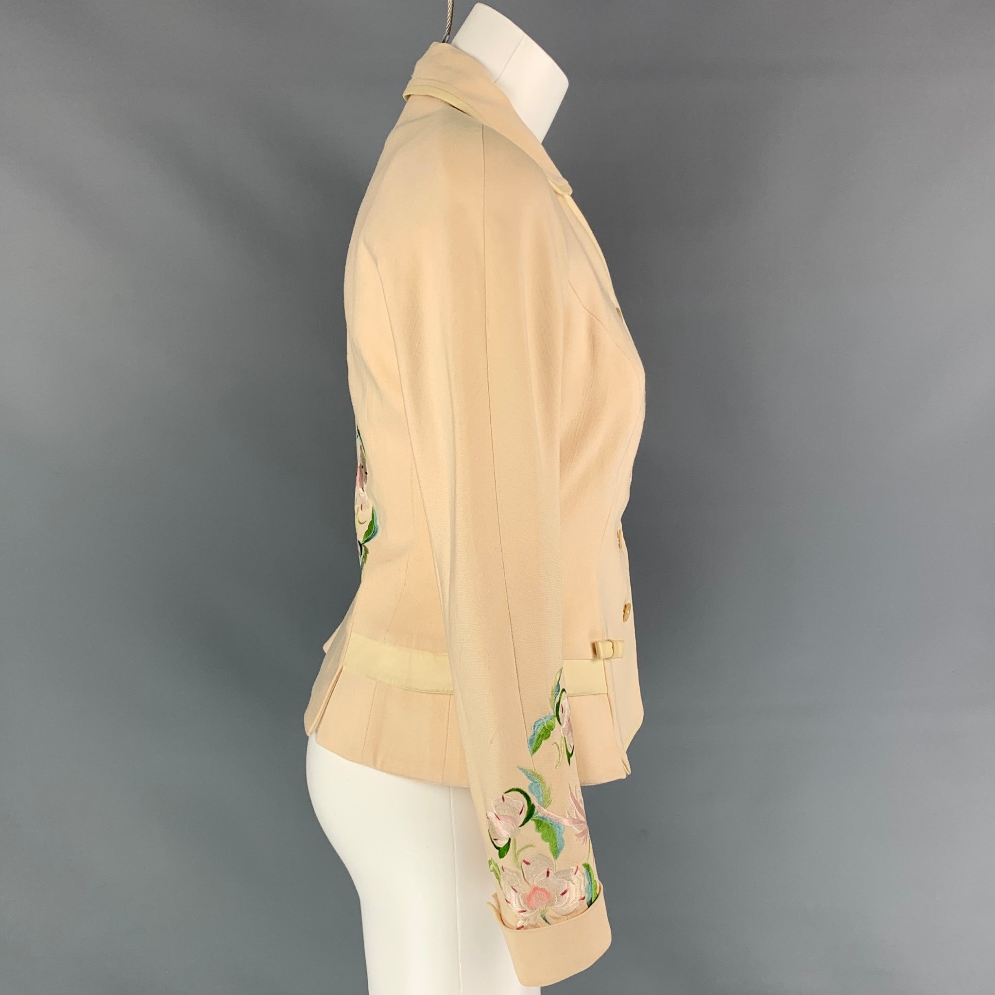 Vintage CHRISTIAN DIOR Size 6 Beige Silk Embroidered Jacket – Sui