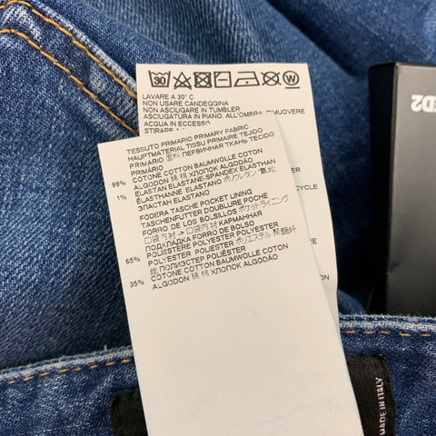 DSQUARED2 Size 34 Blue Distressed Cotton Skinny Jeans