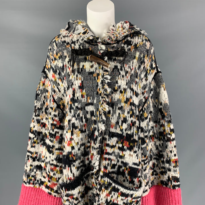 MISSONI Size 4 Multi-Color Wool Blend Knitted Oversized Hooded Coat