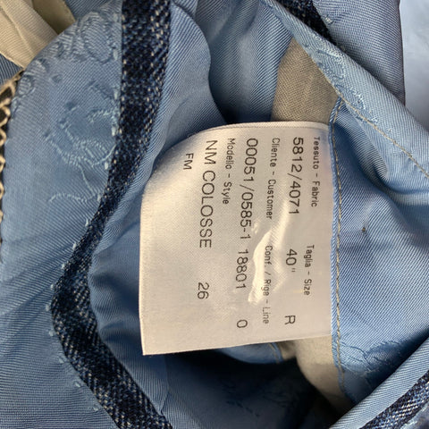 BRIONI Size 40 Navy & Blue Checkered Wool Notch Lapel Custom Sport Coat