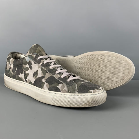 COMMON PROJECTS Size 10 Grey Camouflage Suede Low Top Achilles Sneakers