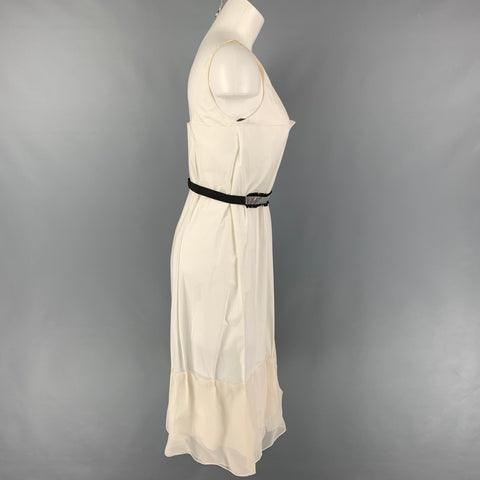 VERA WANG Taille 2 Robe plissée en coton et soie blanc tissus mélangés