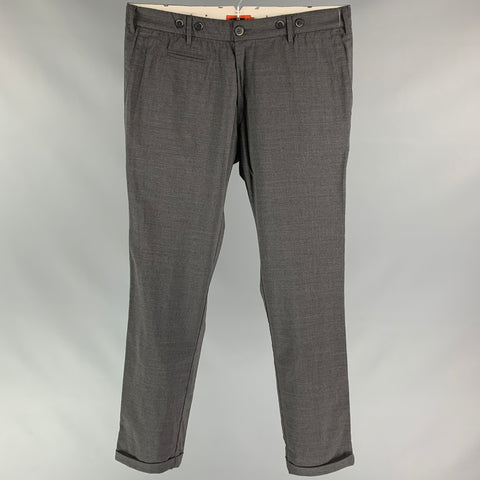 BARENA Taille 34 Pantalon habillé en laine / Lycra gris foncé à revers