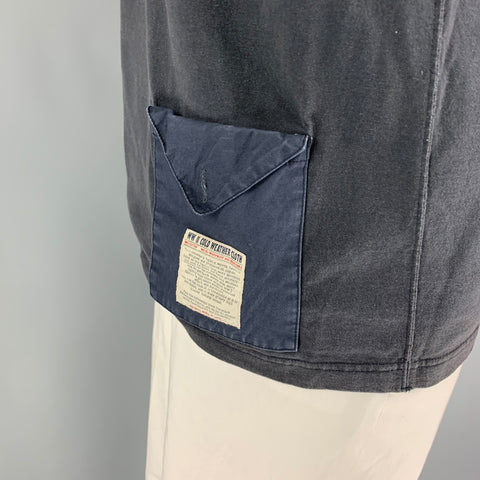 NIGEL CABOURN Size L Navy Cotton Crew-Neck T-shirt
