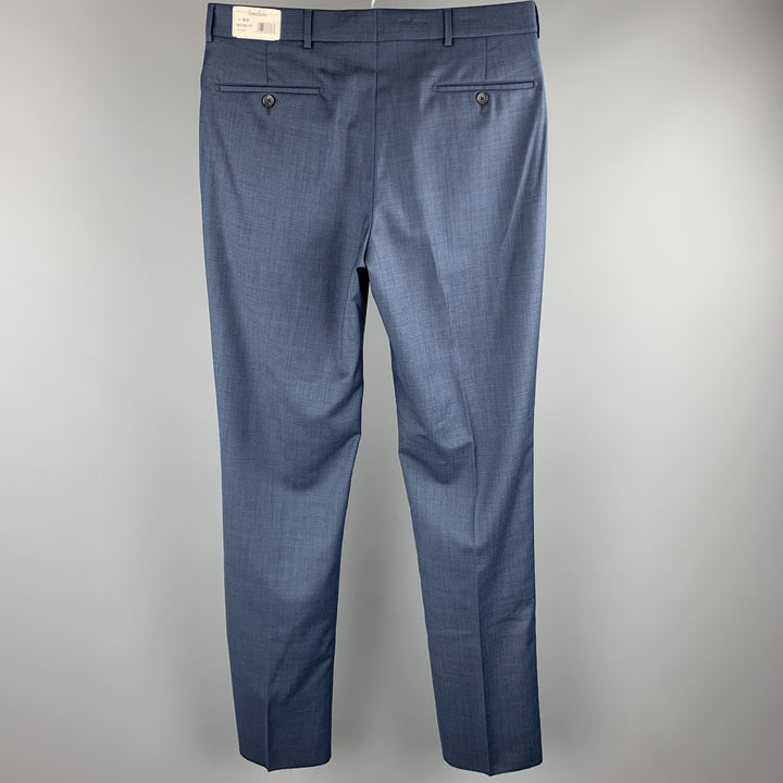 NEIMAN MARCUS Size 33 Steel Blue Wool Zip Fly Dress Pants