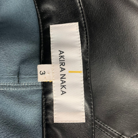 AKIRA NAKA Size M Black Faux Leather Fitted Pleated Casual Pants