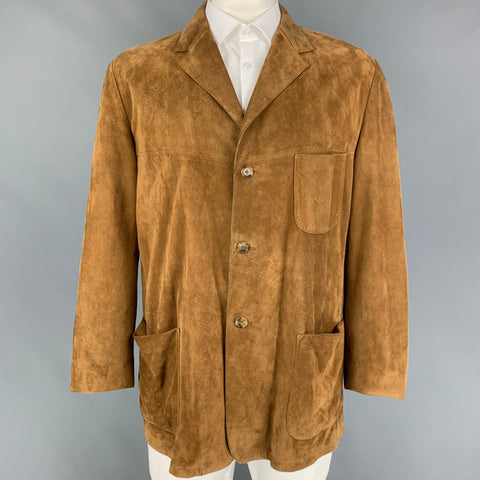 SALFRA for BERGDORF GOODMAN Size 46 Tan Suede Single Breasted Sport Coat