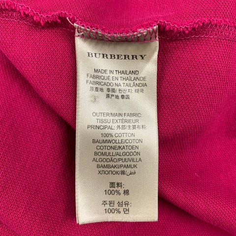 BURBERRY BRIT Size M Raspberry Embroidery Cotton Short Sleeve Polo