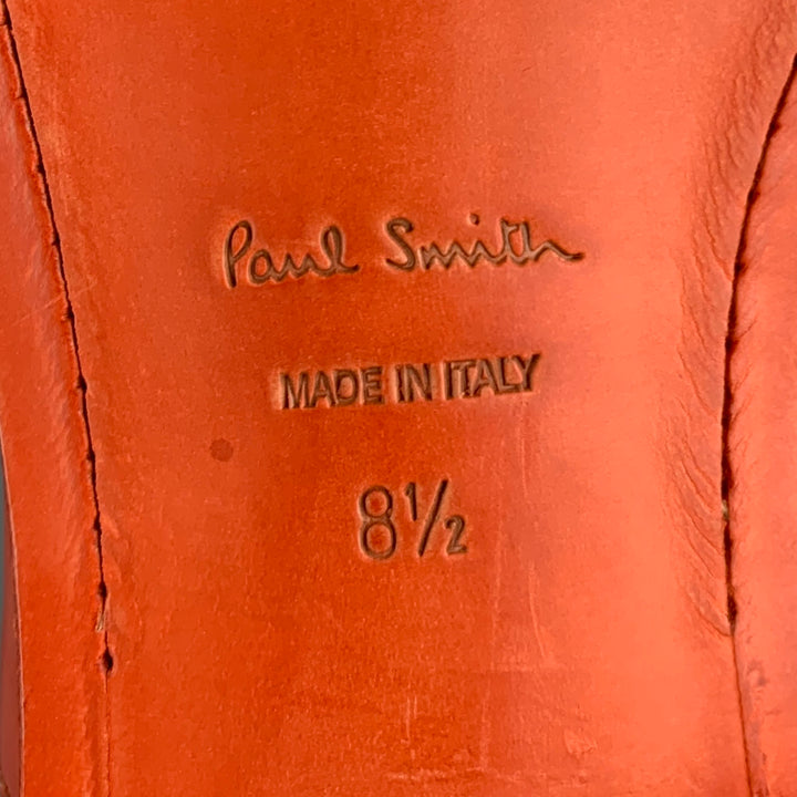 PAUL SMITH Size 8.5 Orange Perforated Leather Cap Toe Lace Up Shoes