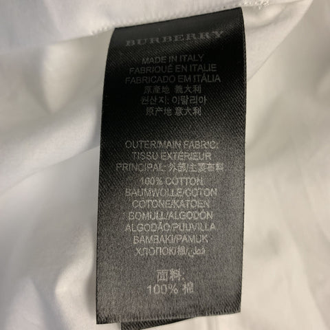 BURBERRY PRORSUM Spring 2016 Size S White Black Guipure Applique Cotton Long Sleeve Shirt