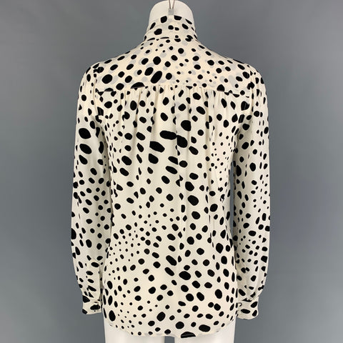 MARC JACOBS Talla 00 Blusa con lazo de lunares de seda blanco y negro