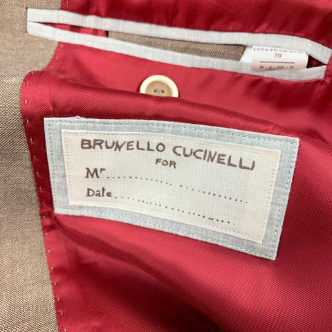 BRUNELLO CUCINELLI Size 40 Light Brown Peak Lapel Sport Coat