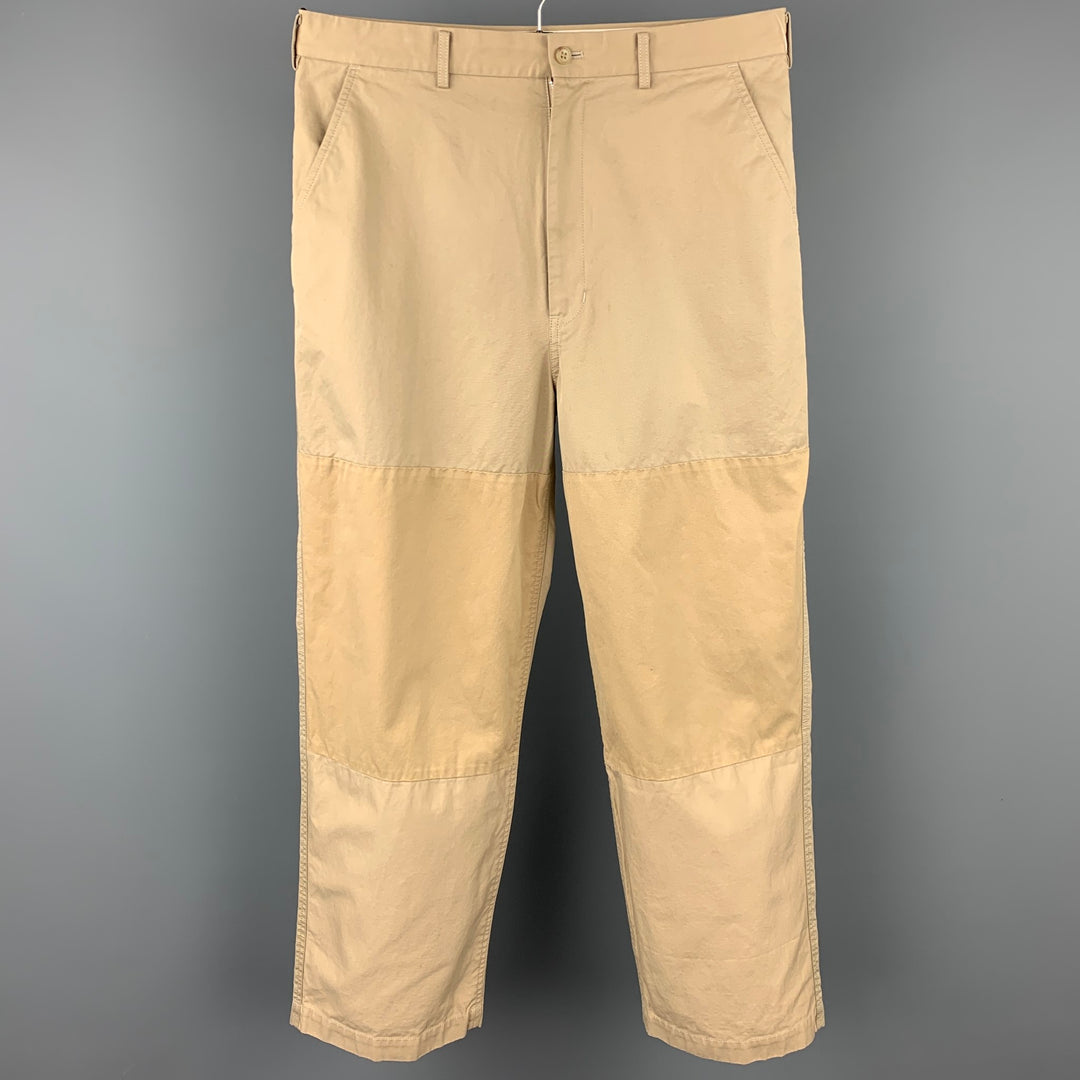 COMME des GARCONS HOMME Taille L Khaki Patchwork Cotton Zip Fly Casual Pants