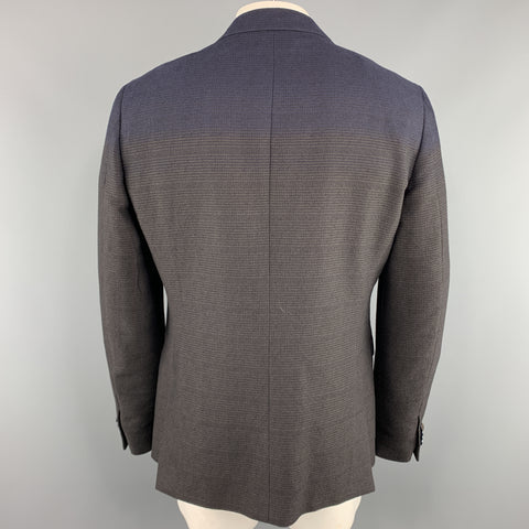 Z ZEGNA Size 44 Brown & Navy Plaid Regular Cotton / Wool Sport Coat