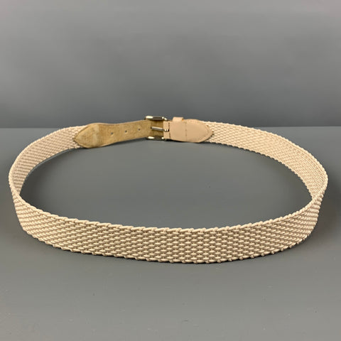 VINTAGE Size M Cream Woven Fabric Leather Belt