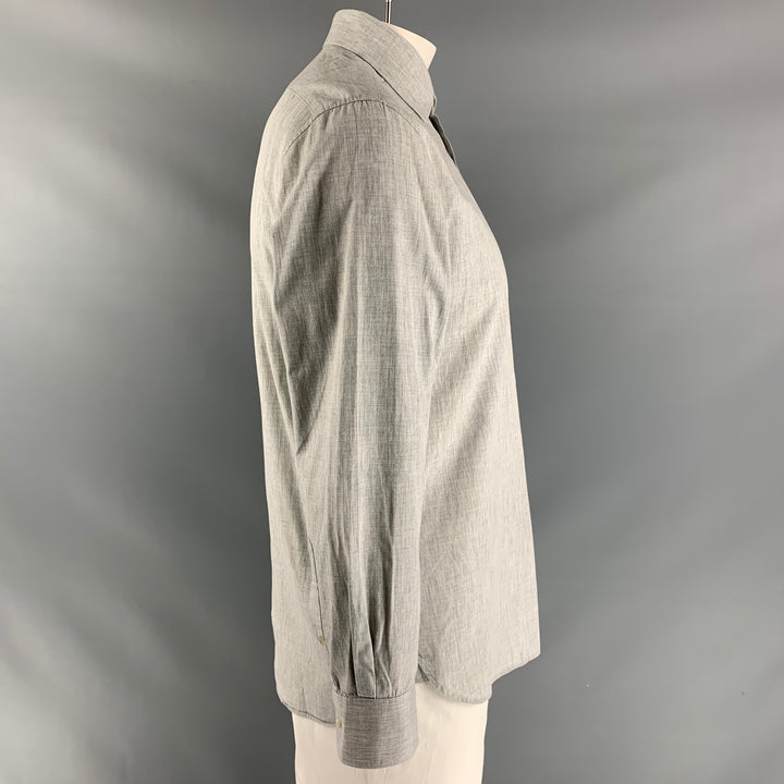 JOHN VARVATOS Size M Grey Heather Cotton Long Sleeve Shirt