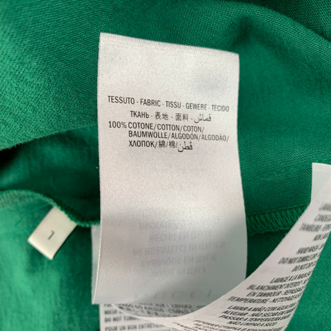 GUCCI Size L Green & White Logo Cotton Crew-Neck T-shirt