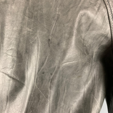 MARC JACOBS Size 40 Grey Leather Bomber Jacket