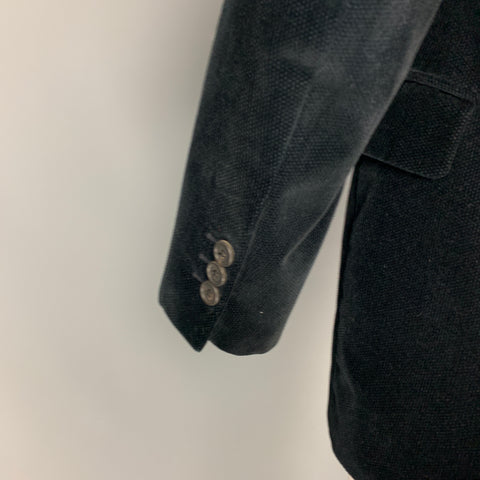 PRADA Size 42 Regular Black Velvet Cotton Notch Lapel Sport Coat