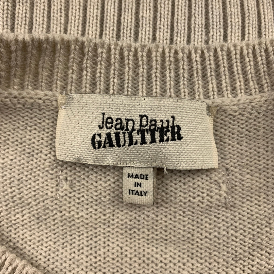 JEAN PAUL GAULTIER Size M Beige Virgin Wool Zipper Shoulder Sweater