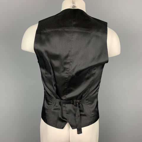 DOLCE & GABBANA Size 38 Burgundy & Black Silk / Virgin Wool Vest