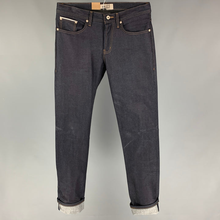 NAKED AND FAMOUS Size 30 Indigo Contrast Stitch Cotton Jeans