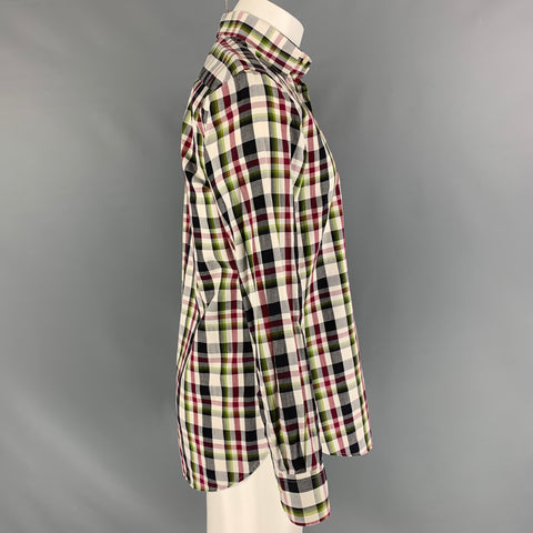 ETRO Size S Multi-Color Plaid Cotton Button Up Long Sleeve Shirt