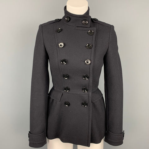 BURBERRY BRIT Talla 2 Chaqueta cruzada de lana / poliamida negra