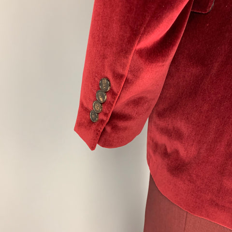 GIVENCHY Talla 40 Regular Traje de solapa de muesca de terciopelo burdeos