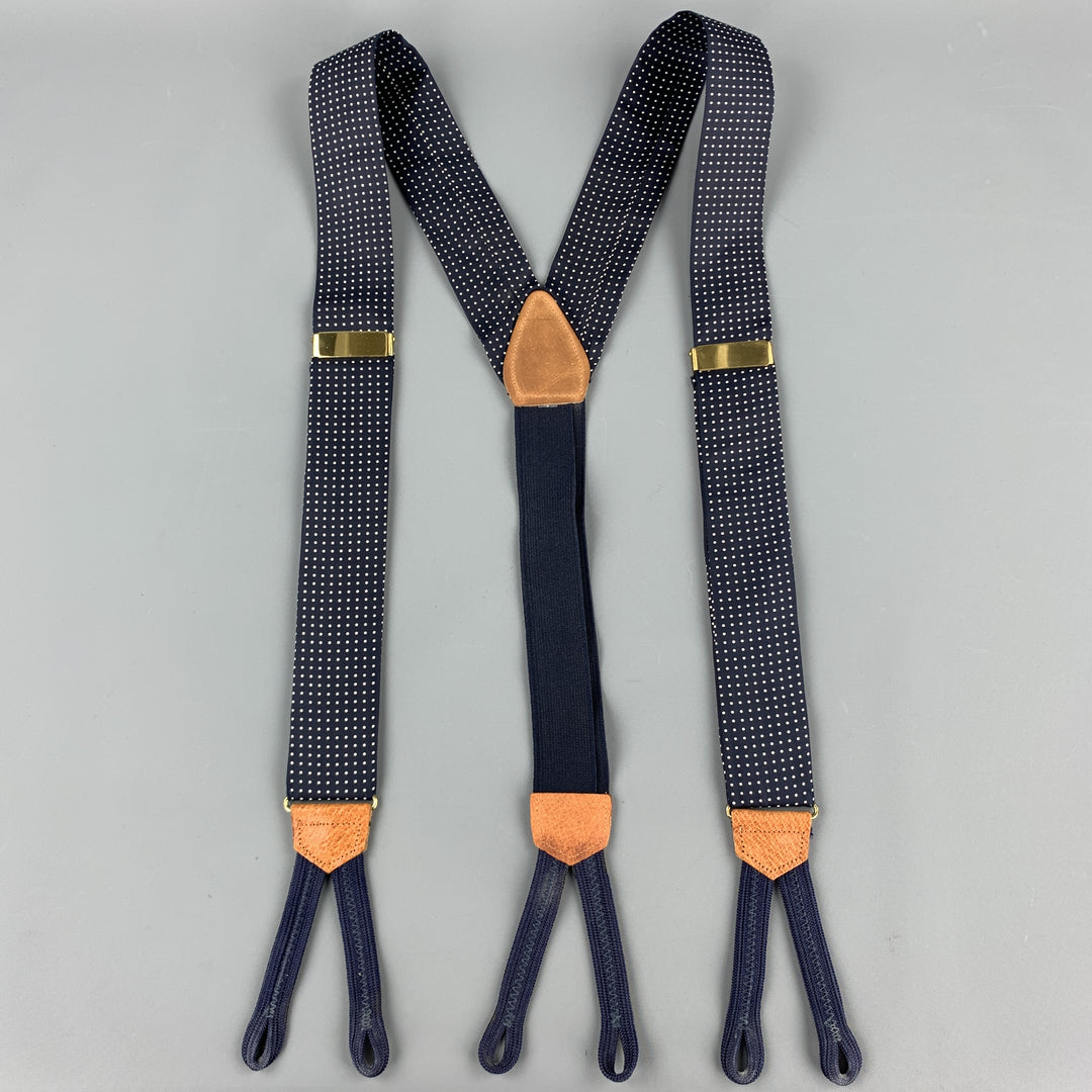 ROYAL Dots Navy Silk Leather Suspenders
