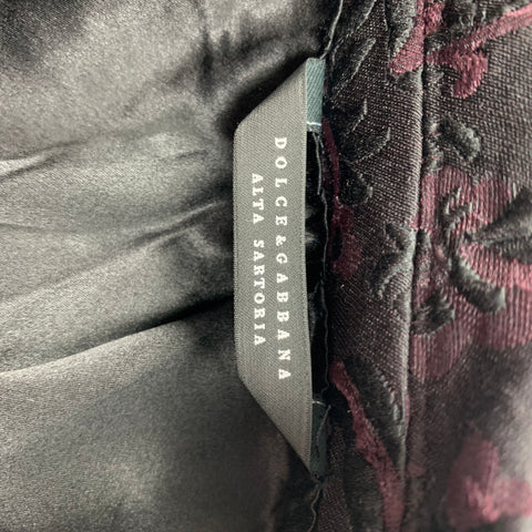 DOLCE & GABBANA Alta Sartoria Size 48 Black & Burgundy Jacquard Cotton Blend Sport Coat