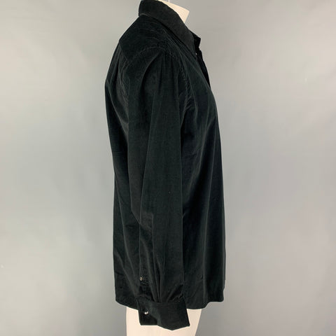 TOM FORD Size XXL Black Corduroy Cotton French Cuff Long Sleeve Shirt