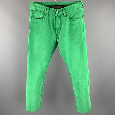 RALPH LAUREN Size 30 Green Denim Straight Button Fly Jeans