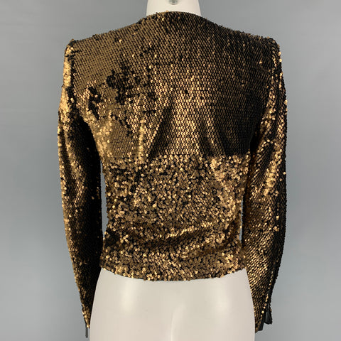 RACHEL ZOE Size XS Copper Polyester Spandex Sequined Jacket