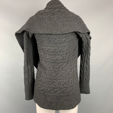 RALPH LAUREN Black Label Size M Grey Knitted Wool / Cashmere Shawl Collar Circle Cardigan