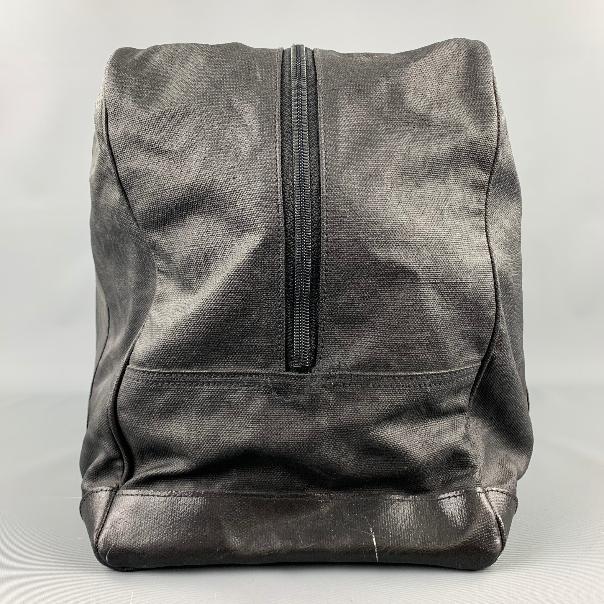 DRIES VAN NOTEN Black Coated Canvas Rectangle Duffle Bag – Sui