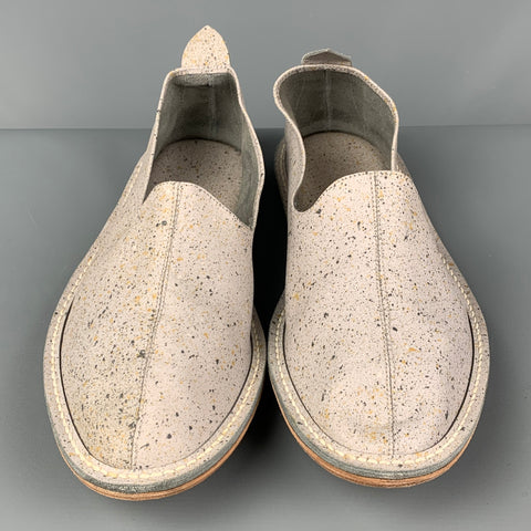 AVA RTA Size 11 Grey Print Leather Canvas Slip On Loafers