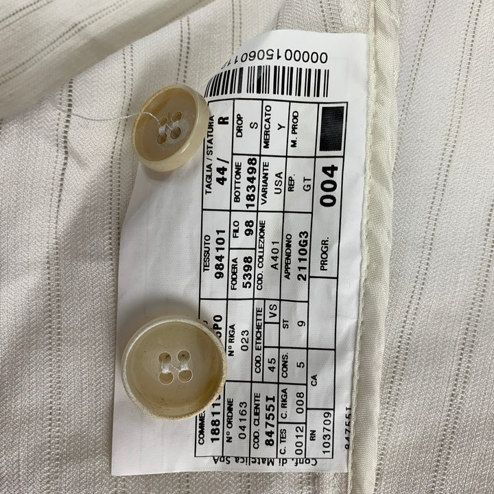 ARMANI COLLEZIONI Size 44 Regular Off White Stripe Notch Lapel Sport Coat