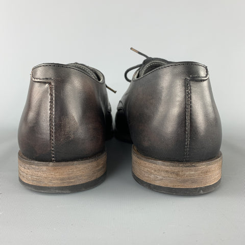KSUBI Size 11 Brown Antique Leather Lace Up Cap Toe Shoe