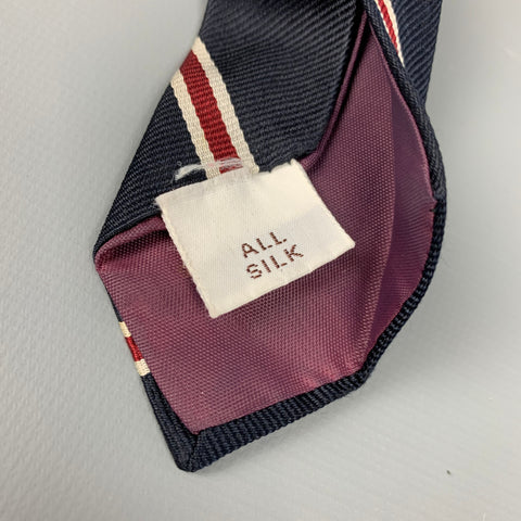 Vintage BERT PULITZER Navy & Red Diagonal Stripe Silk Tie