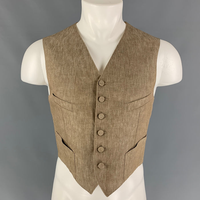 Vintage JEAN PAUL GAULTIER Size 40 Tan Cream Linen Vest